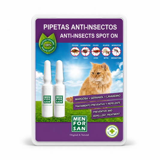MENFORSAN Pipeta Anti-Insectos para Gatos con Margosa, Geraniol Y Lavandino - 2uds
