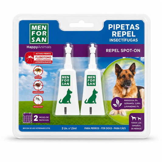 MENFORSAN Pipeta Anti-Insectos para Perros con Margosa, Geraniol Y Lavandino - 2uds